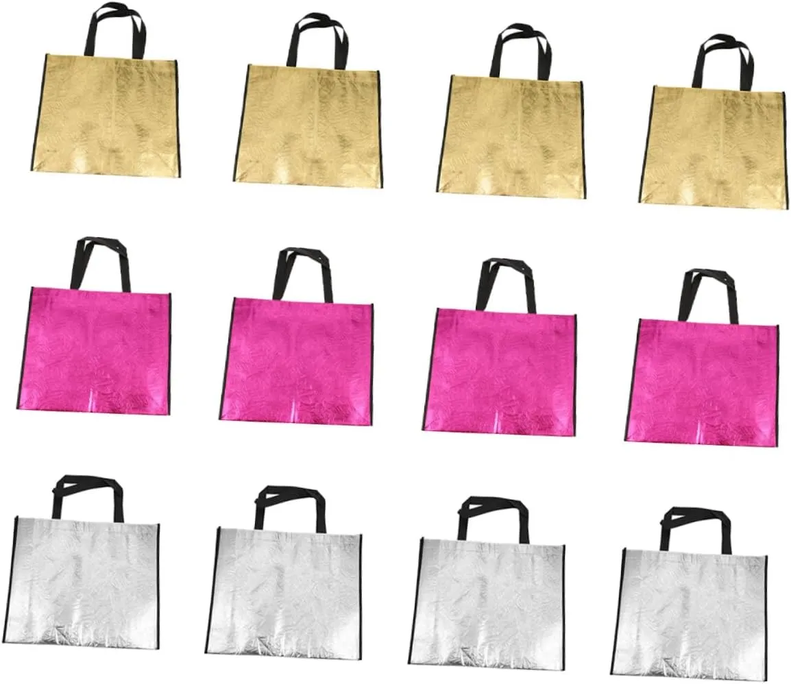 12pcs Reusable Grocery Lightweight Non Woven present Packing Bags for Shopping Convenient Carry Handbags for Daily Use