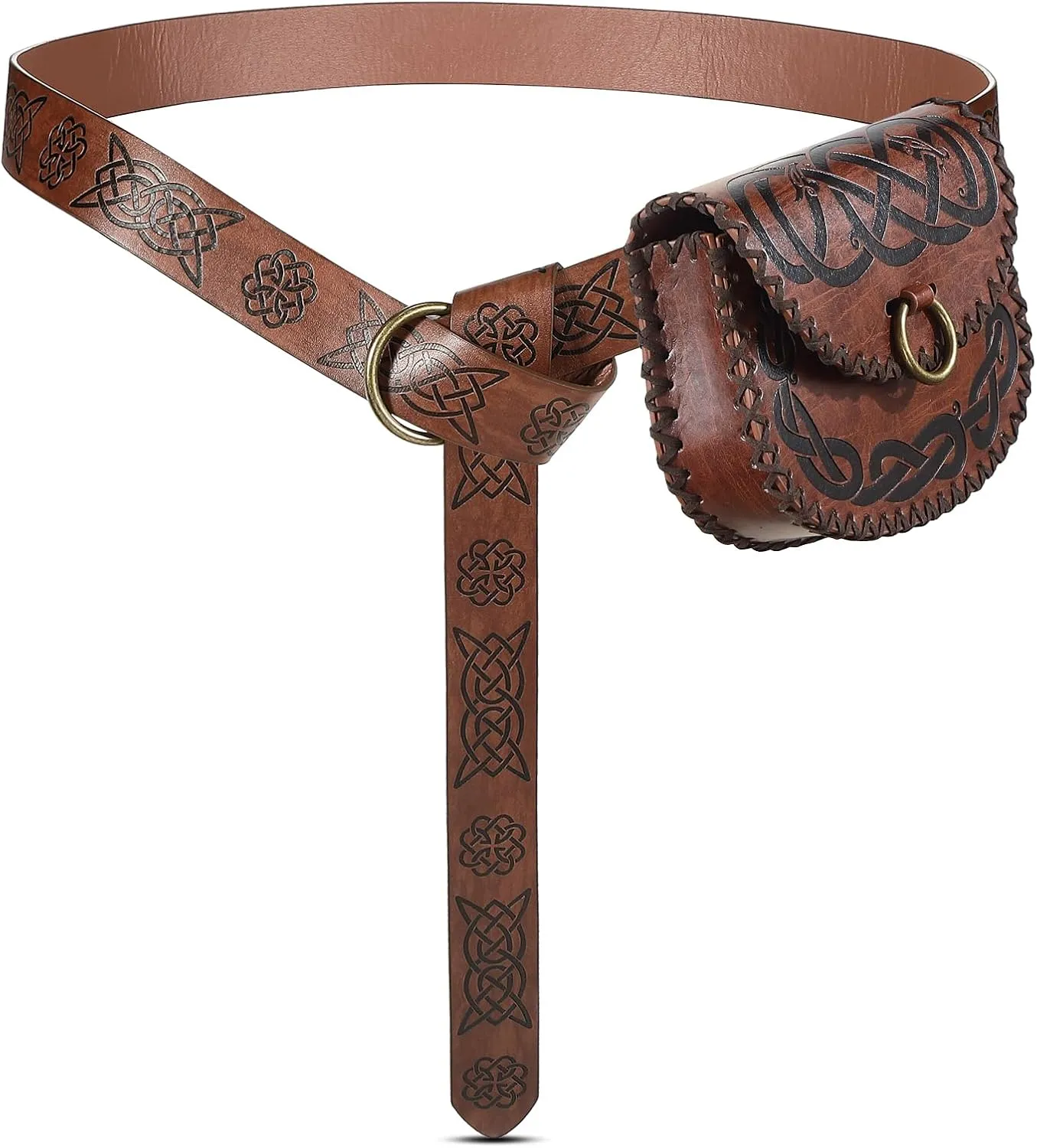 2 Pcs Medieval Viking Belt Leather PU Viking Belt Pouch for Retro Medieval Bag Side Pack Renaissance Accessories