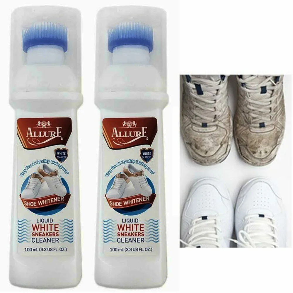 2PC Shoe Cleaner Instant Liquid Sneakers Polish Whitener Restore Leather 100mL