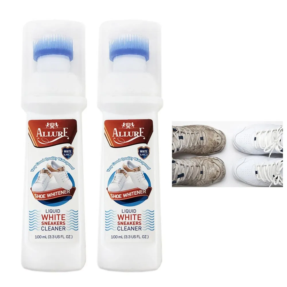 2PC Shoe Cleaner Instant Liquid Sneakers Polish Whitener Restore Leather 100mL