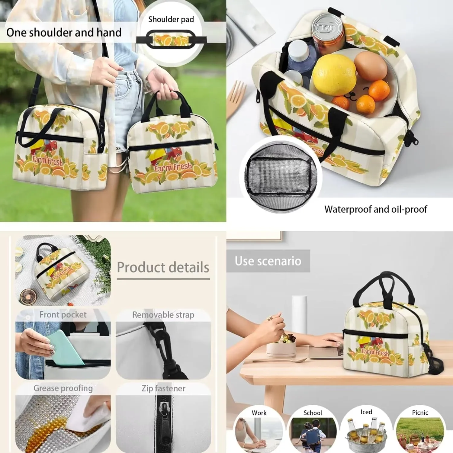 3Pcs Cartoon Car Fresh Fruit Backpack for Boys Girls with Recycle Portable Lunch Box and Pencil Case, Bookbag for Elementary 3 in 1 Teens Sports School Bag