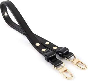Adjustable PU Leather Purse Handle Shoulder Crossbody Strap for Handbag Bucket Bag (Black - Gold)