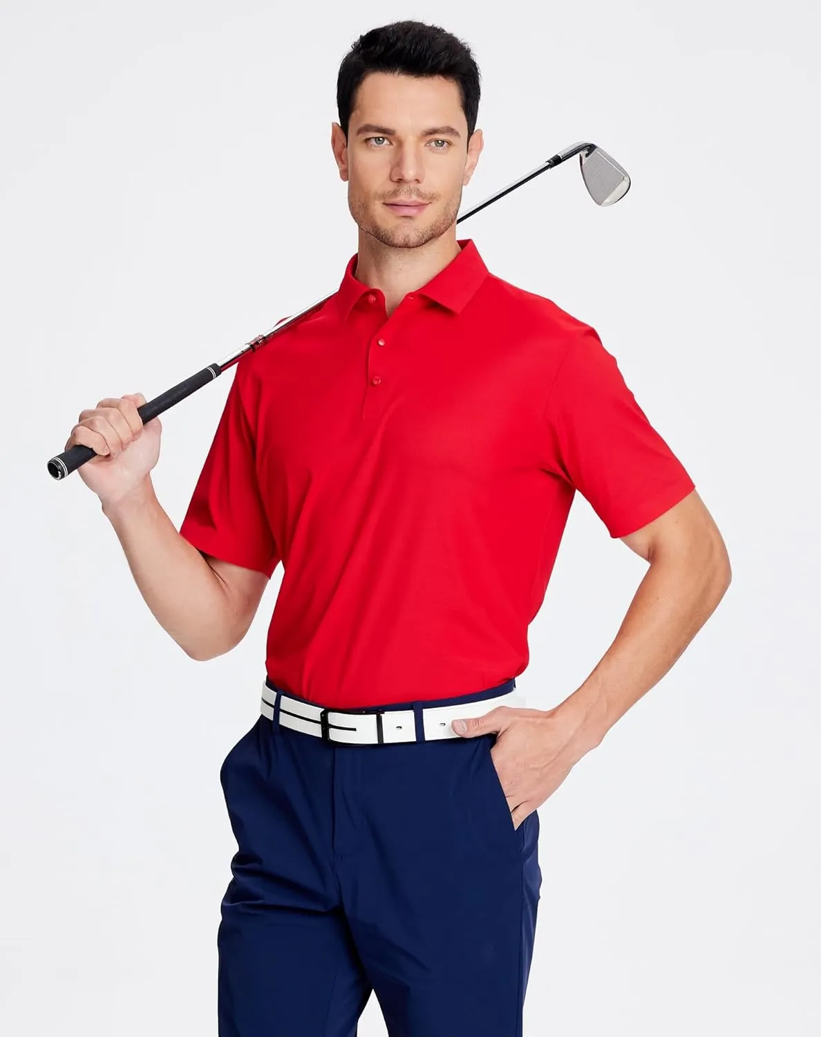 Alex Vando Mens Seamless Golf Shirt Moisture Wicking Quick-Dry Tailored Fit Polo Shirts