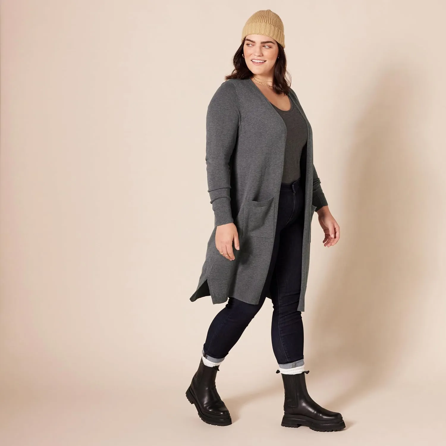 Amazon Essentials Women's Lightweight Longer Length Cardigan Sweater (Available in Plus Size)