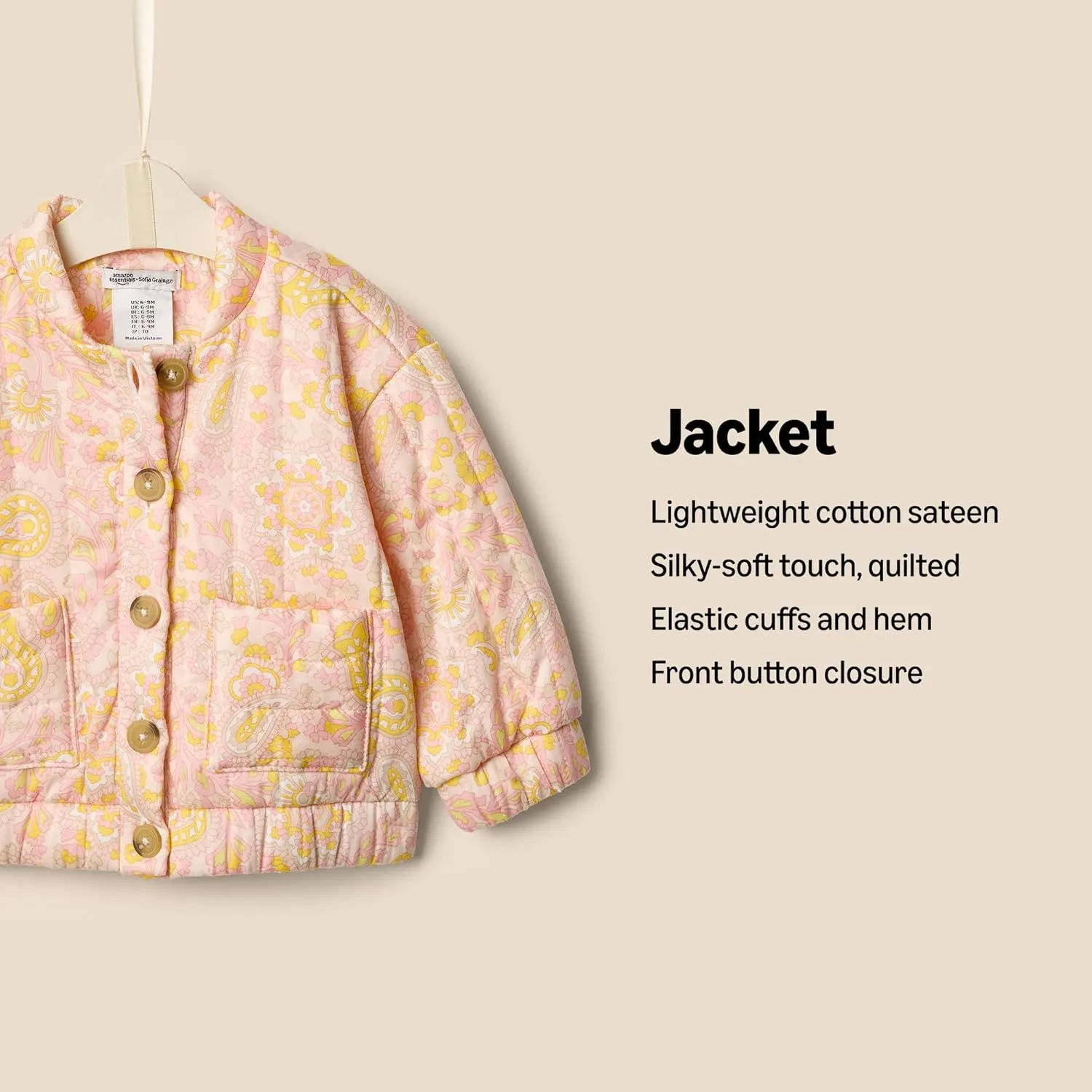 Amazon Essentials x Sofia Grainge Toddlers and Baby Girls' Quilted Jacket
