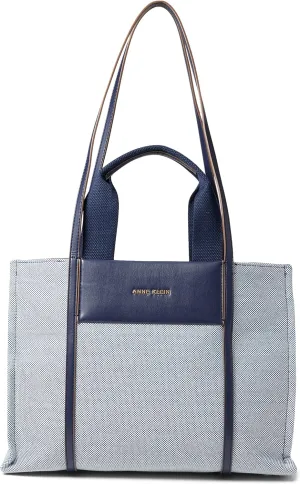 Anne Klein Medium Color Blocked Canvas Tote