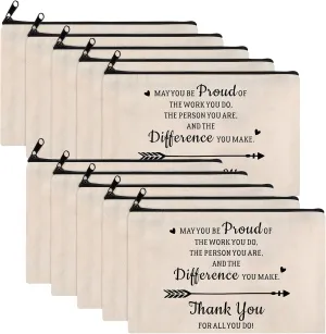 Aoriher 10 Pcs Retirement Appreciation Gifts Coworker Makeup Bag for Women May You Be Proud of the Work You Do Goodbye Farewell for Teacher Employee Volunteer Inspirational Cosmetic Bag Zipper Pouch