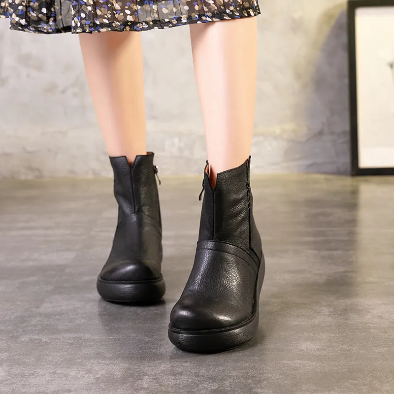 Autumn Retro Leather Waterproof Women's Boots
