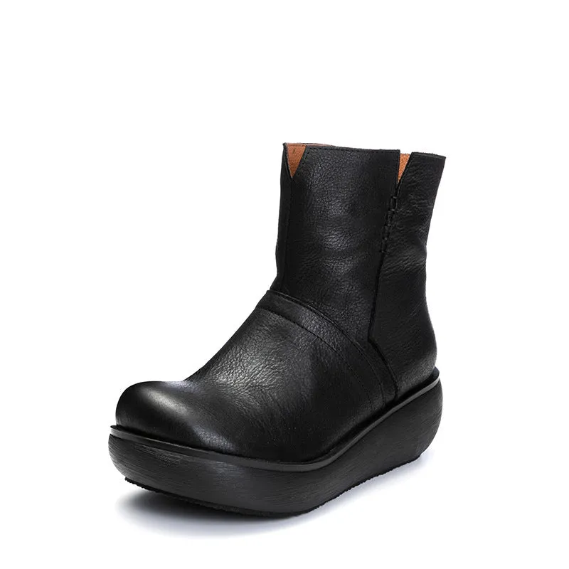 Autumn Retro Leather Waterproof Women's Boots