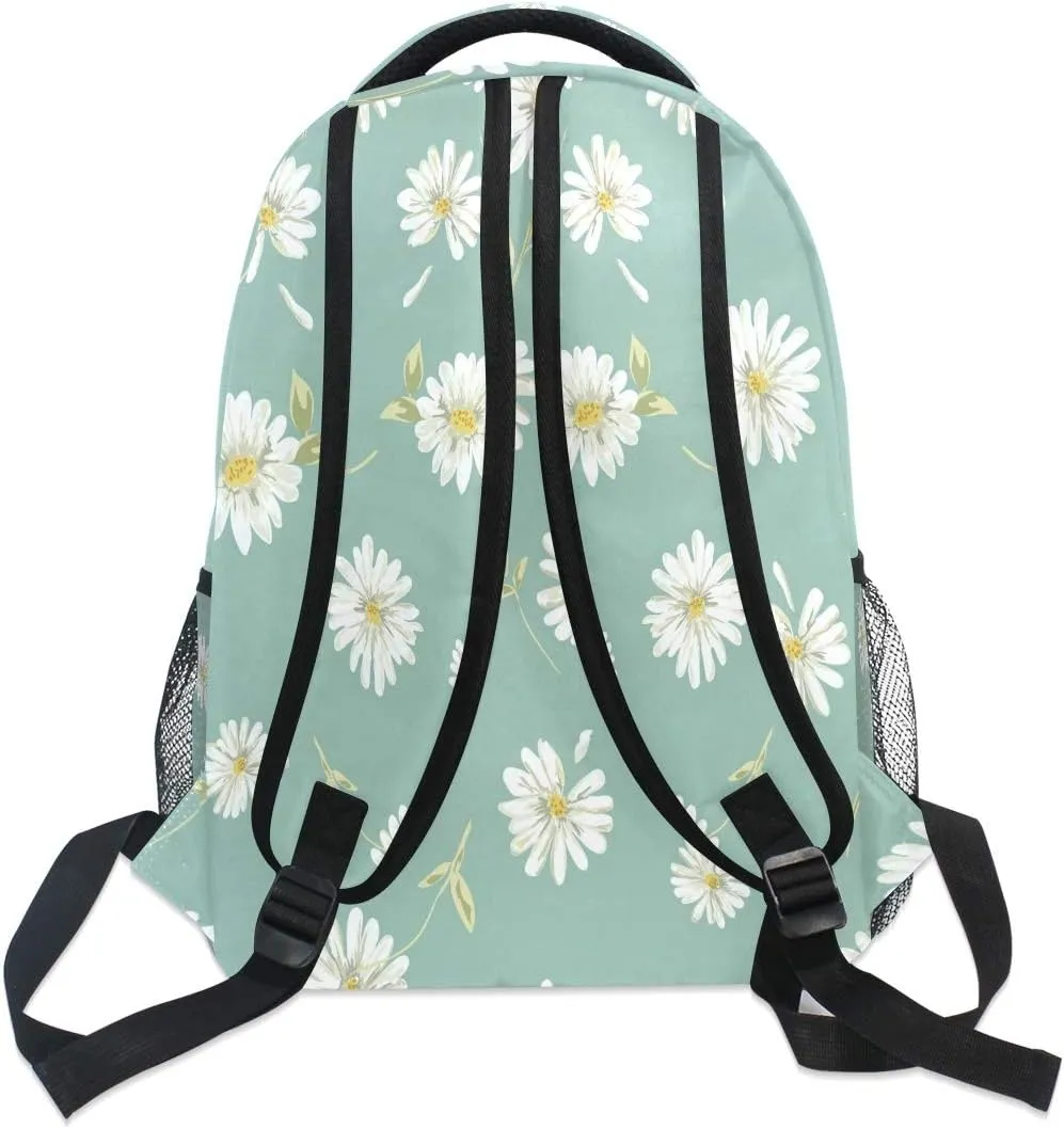 AUUXVA Backpack Fresh Daisy Flower School Shoulder Bag Large Waterproof Durable Bookbag Laptop Daypack for Students Kids Teens Girls Boys Elementary