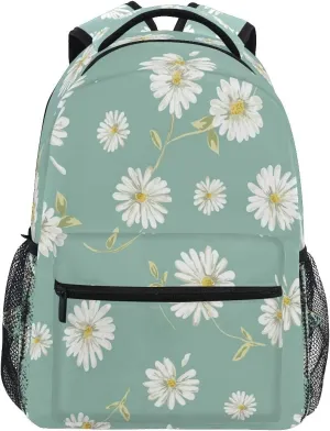 AUUXVA Backpack Fresh Daisy Flower School Shoulder Bag Large Waterproof Durable Bookbag Laptop Daypack for Students Kids Teens Girls Boys Elementary