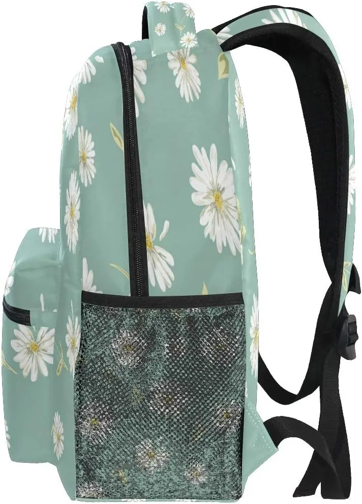 AUUXVA Backpack Fresh Daisy Flower School Shoulder Bag Large Waterproof Durable Bookbag Laptop Daypack for Students Kids Teens Girls Boys Elementary