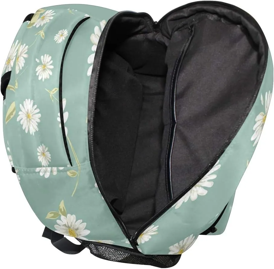 AUUXVA Backpack Fresh Daisy Flower School Shoulder Bag Large Waterproof Durable Bookbag Laptop Daypack for Students Kids Teens Girls Boys Elementary