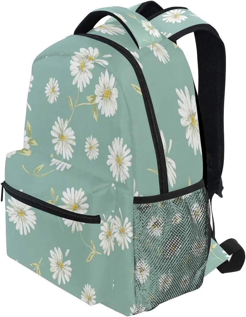 AUUXVA Backpack Fresh Daisy Flower School Shoulder Bag Large Waterproof Durable Bookbag Laptop Daypack for Students Kids Teens Girls Boys Elementary