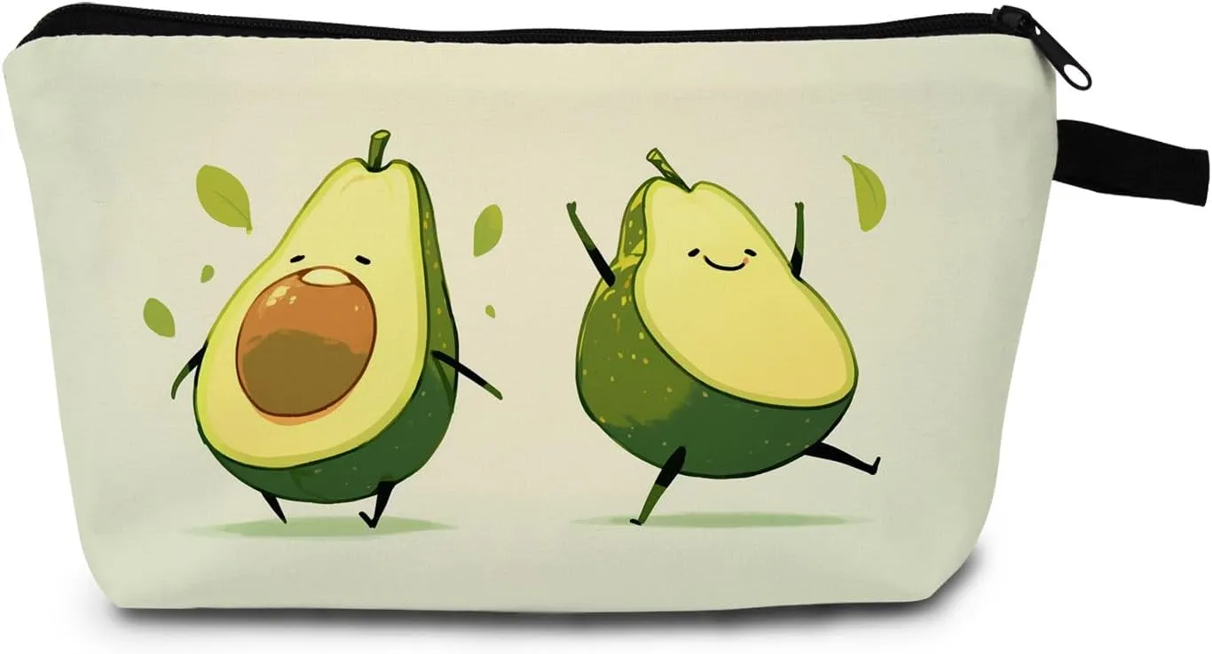 Avocado Print Cosmetic Bag Playful Wellness Gift for Birthdays & Holidays Zippered Organic Organizer Cheerful Toiletry Kit for Green Lifestyle Lovers