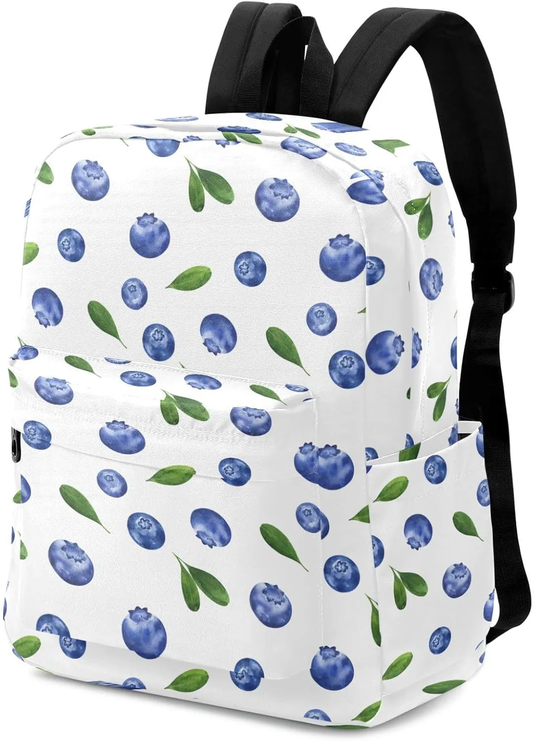 Backpack Fresh Blueberries Floral Large Canvas Durable Travel Shoulder Daypack for Unisex School Bookbag Beach Work Hiking Fit 16.5 Inch Notebook