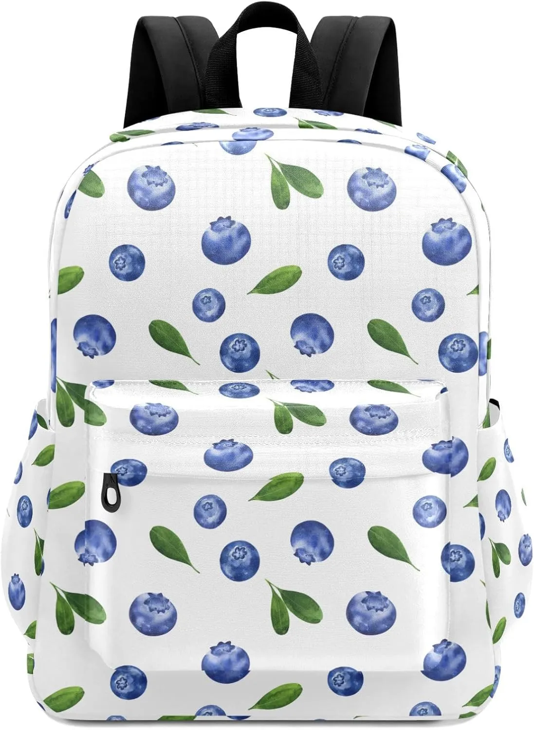 Backpack Fresh Blueberries Floral Large Canvas Durable Travel Shoulder Daypack for Unisex School Bookbag Beach Work Hiking Fit 16.5 Inch Notebook
