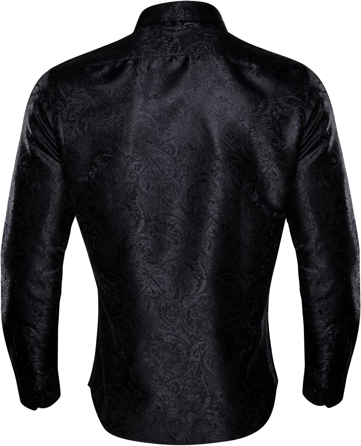 Barry.Wang Men's Dress Shirt Paisley Silk Long Sleeve Button Down Shirts Formal Wedding Regular Fit Tops Disco Party