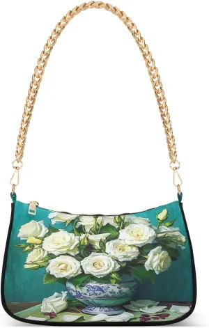 Beautiful Bouquet White Roses Womans Purse, Purse Trendy