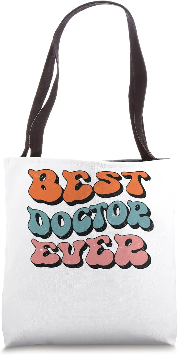 Best Doctor Ever, Distressed Retro Groovy Doctor Squad Tote Bag