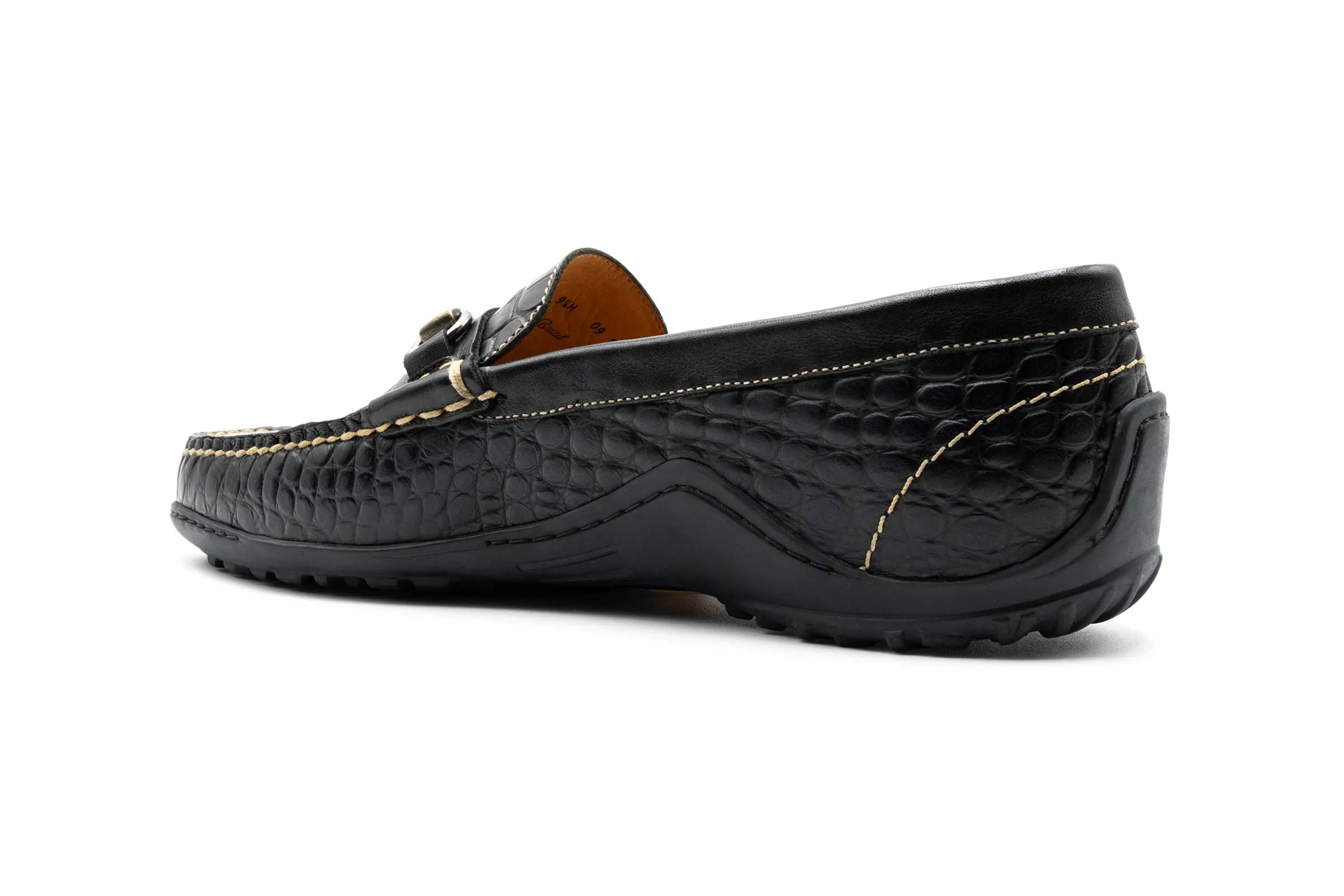 Bill Alligator Grain Horse Bit Loafers - Black