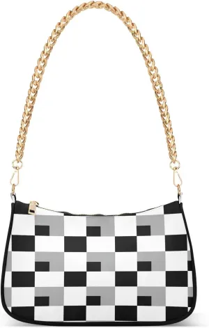 Black and White Checkerboard Women Bag, Trendy Bag
