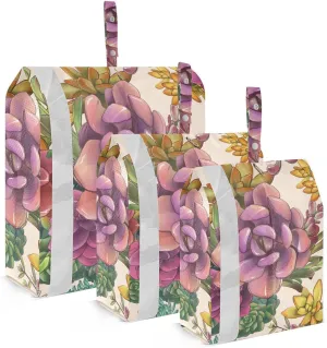 Botanical Succulents Packing Cubes Set of 3, Lightweight Travel Luggage Organizers Foldable Bags for Easy Packing and Organization