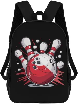 Bowling Ball and Pins Laptop Backpack for Men Women 17 Inch Travel Computer Bag Lightweight Daypack