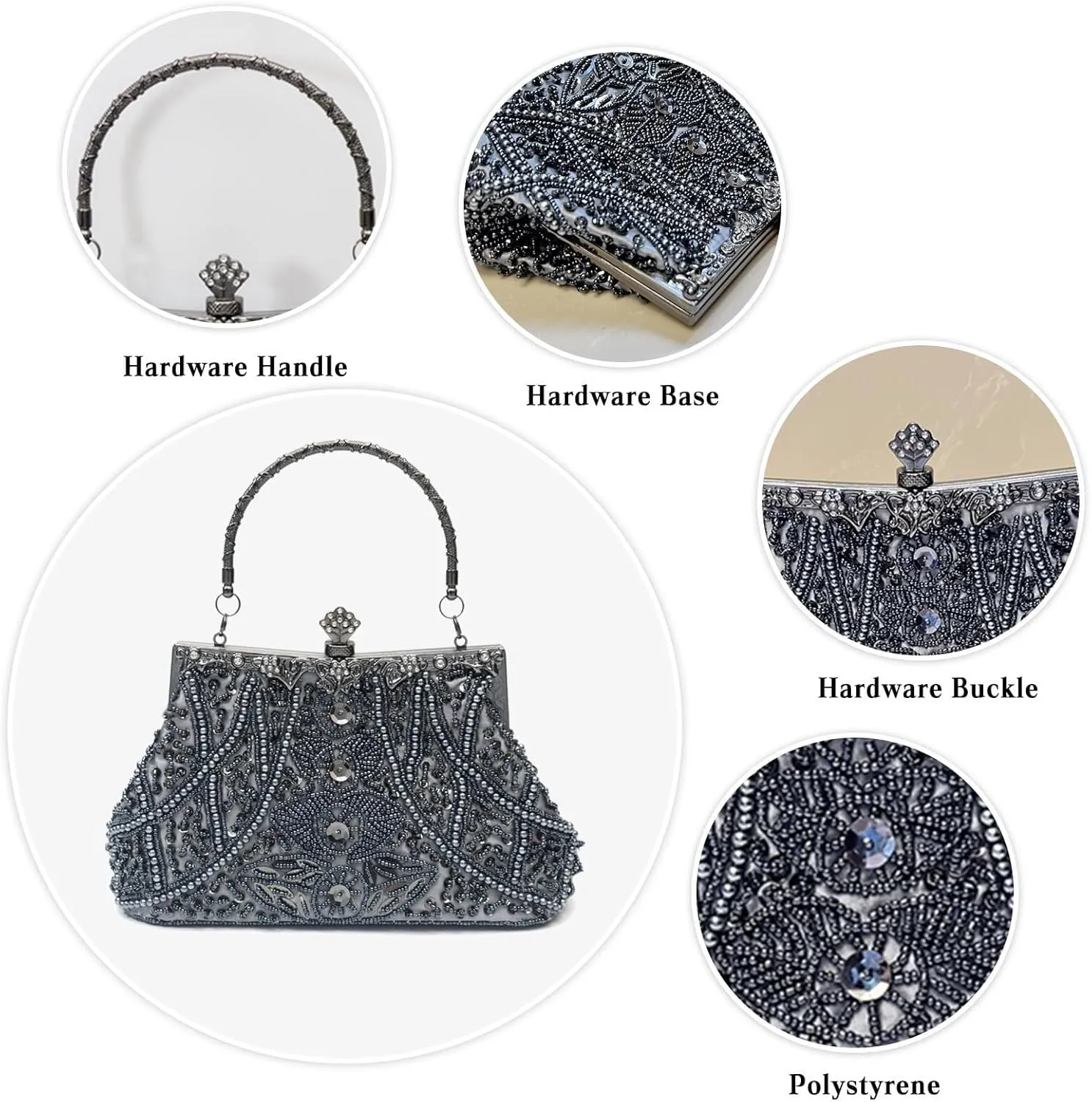 Bridal Wedding Purse Exquisite Handmade Embroidery Shoulder Vintage Beaded Evening for Women Handbag