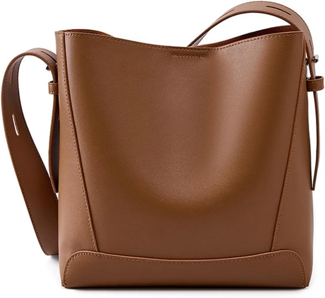 Bucket bags women's high end texture large capacity shoulder purses commuter versatile messenger handbags