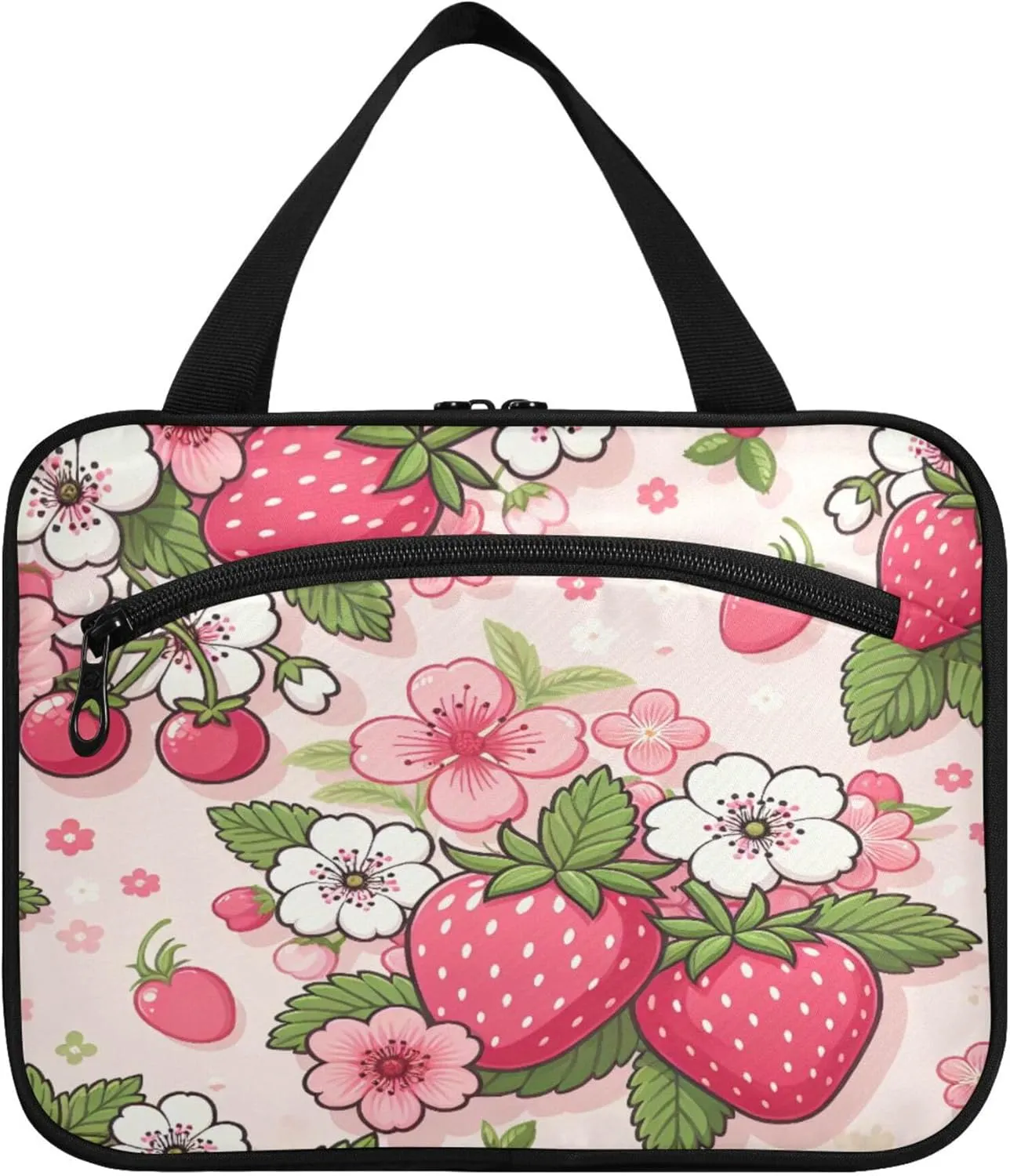 Burbuja Fresh Strawberries Travel Toiletry Bag for Women, Hanging Waterproof Toiletry Bag Cosmetic Organizer for Toiletries Accessories, M