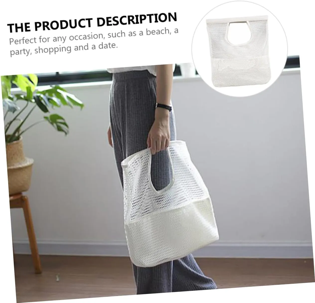Capacity Mesh Beach Tote Bag Storage Bag for Shopping Travel Easy to Clean Stylish Design for Various