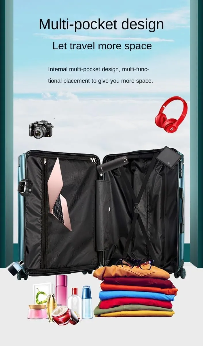 Carry on Luggage Suitcase PC ABS with Lock Hardside Carry on Luggage Small Suitcase with Spinner Wheels (Black   White [Retro Right Angle   Thickened 50%   Scratch Resistant Zipper],60)
