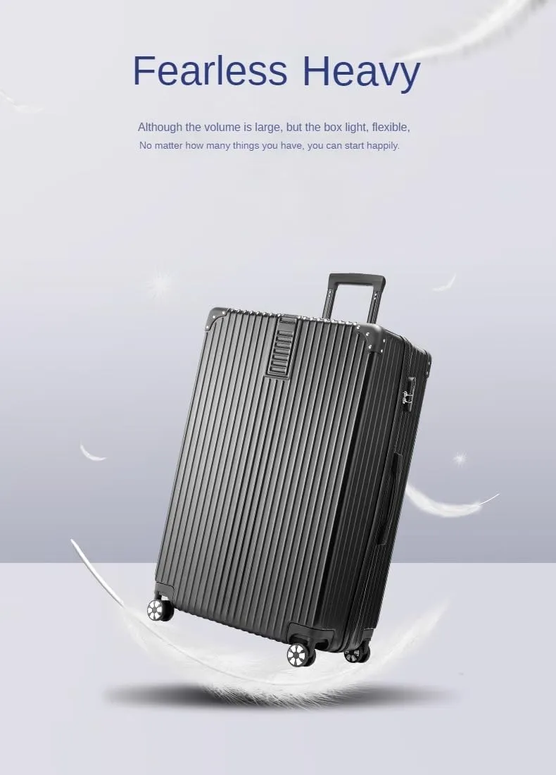 Carry on Luggage Suitcase PC ABS with Lock Hardside Carry on Luggage Small Suitcase with Spinner Wheels (Black   White [Retro Right Angle   Thickened 50%   Scratch Resistant Zipper],60)