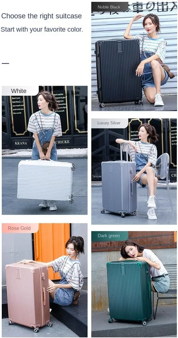 Carry on Luggage Suitcase PC ABS with Lock Hardside Carry on Luggage Small Suitcase with Spinner Wheels (Dark green [retro right angle   thickened 50%   scratch-resistant zipper],60)