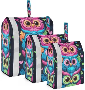 Cartoon Cute Owl Packing Cubes for Travel 3 Set Luggage Packing Cubes Luggage Bags for Easy Packing