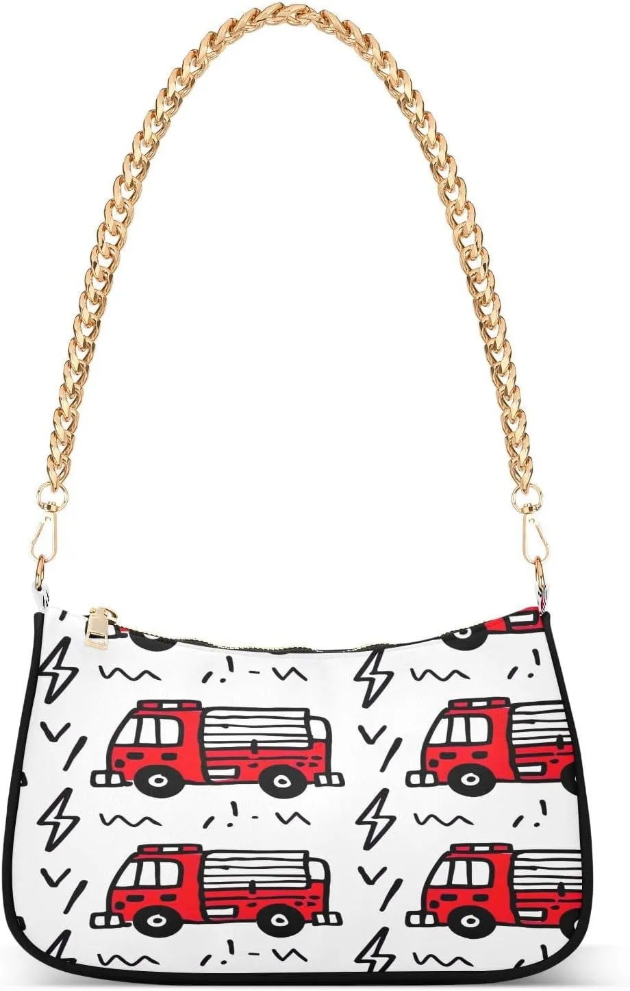 Cartoon Fire Trucks Mini Clutch Purses for Women, Trendy Handbags