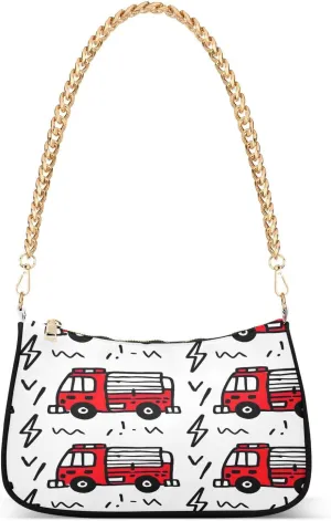 Cartoon Fire Trucks Mini Clutch Purses for Women, Trendy Handbags