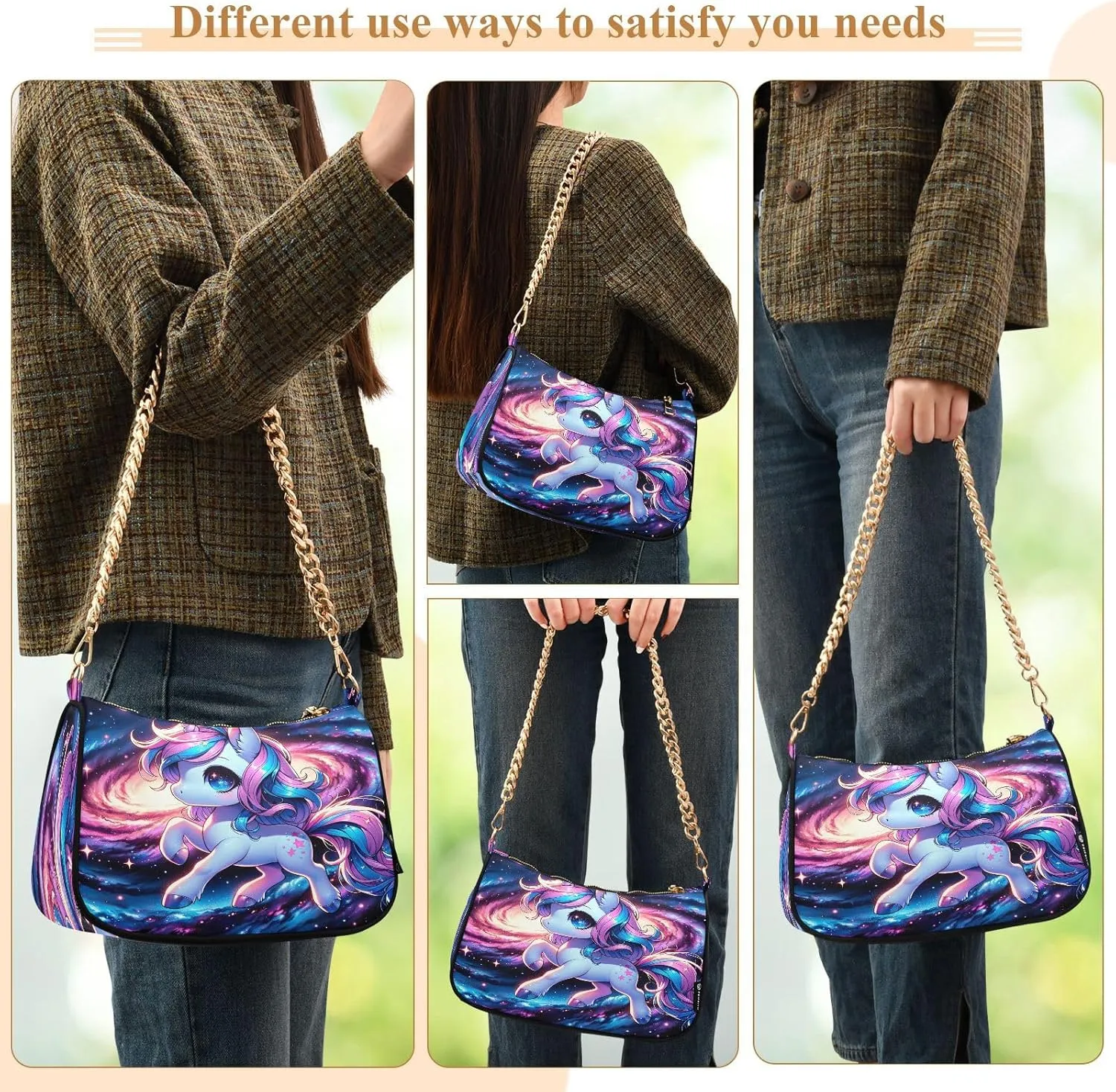 Cartoon Orange Fox Women's Shoulder Bag, Trendy Handbags