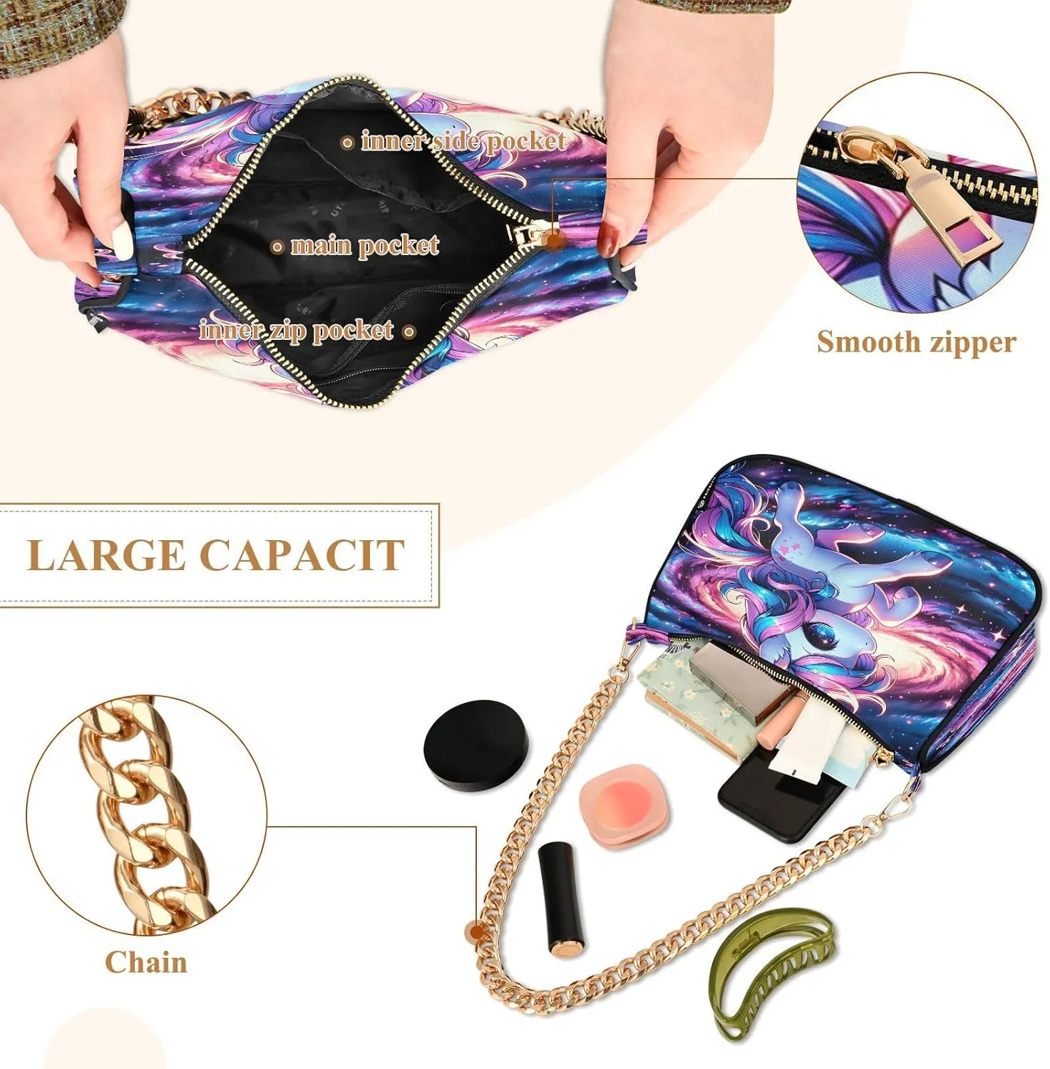 Cartoon Orange Fox Women's Shoulder Bag, Trendy Handbags