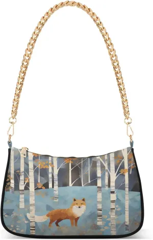 Cartoon Orange Fox Women's Shoulder Bag, Trendy Handbags