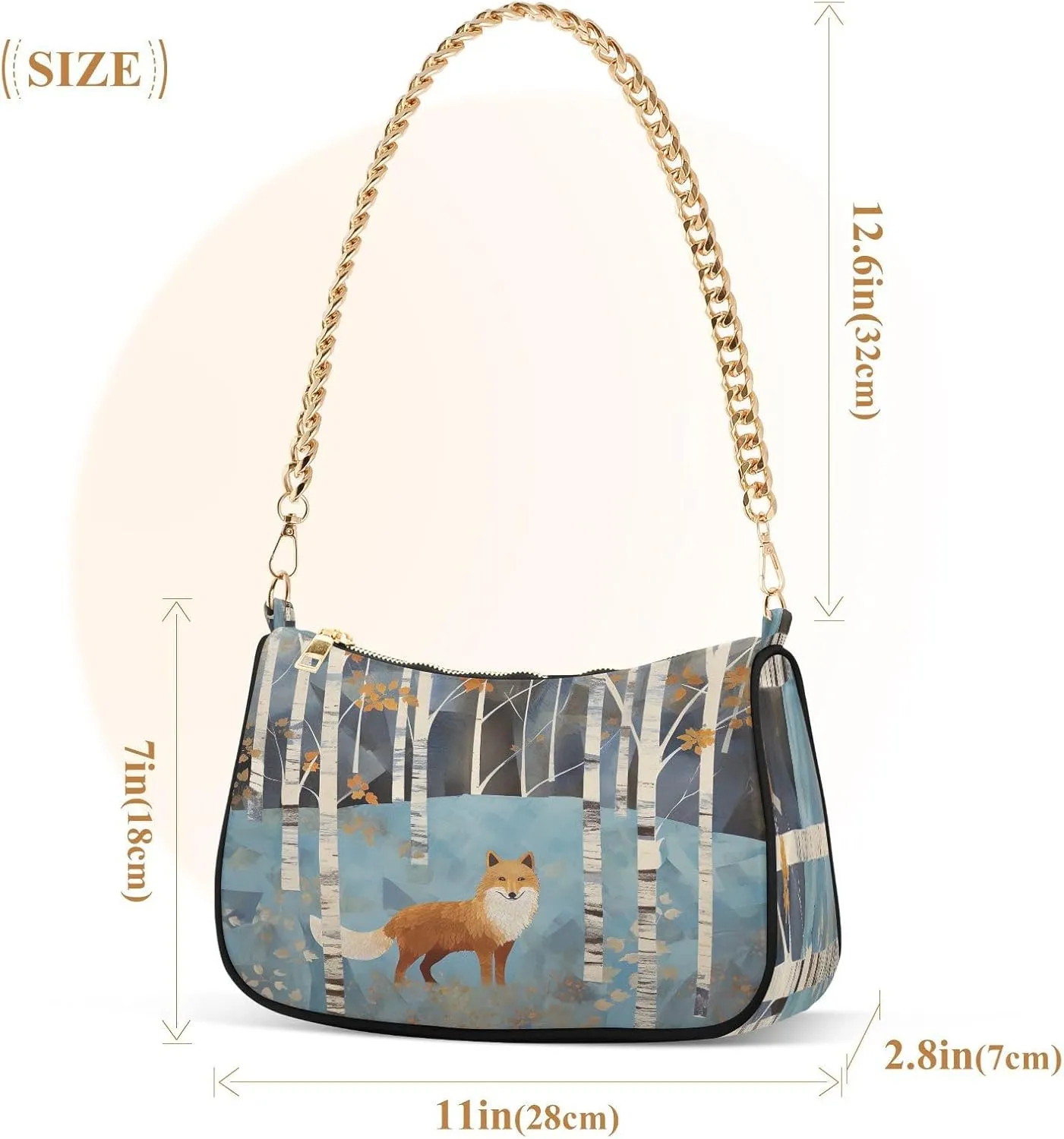 Cartoon Orange Fox Women's Shoulder Bag, Trendy Handbags