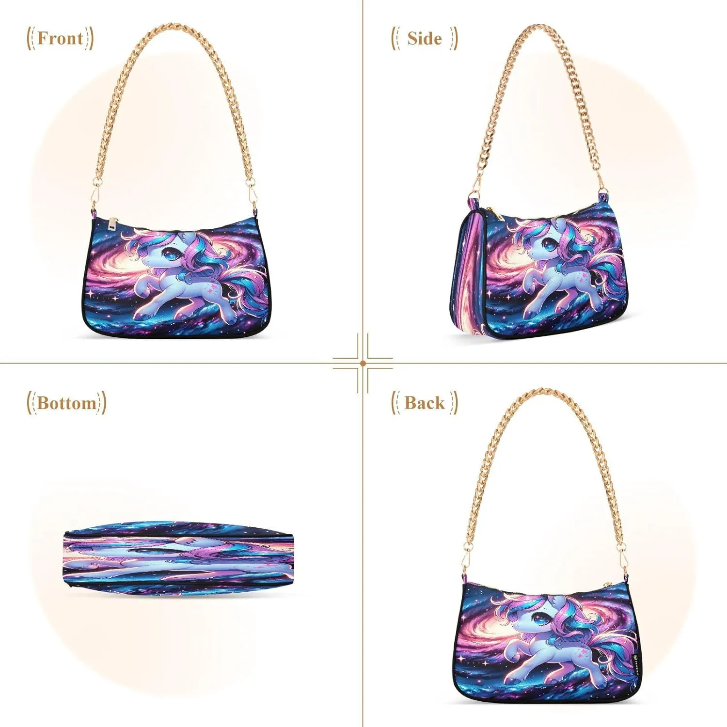 Cartoon Orange Fox Women's Shoulder Bag, Trendy Handbags