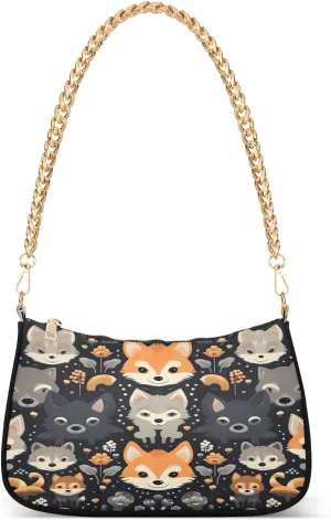 Cartoon Orange Fox Women's Shoulder Bag, Trendy Handbags