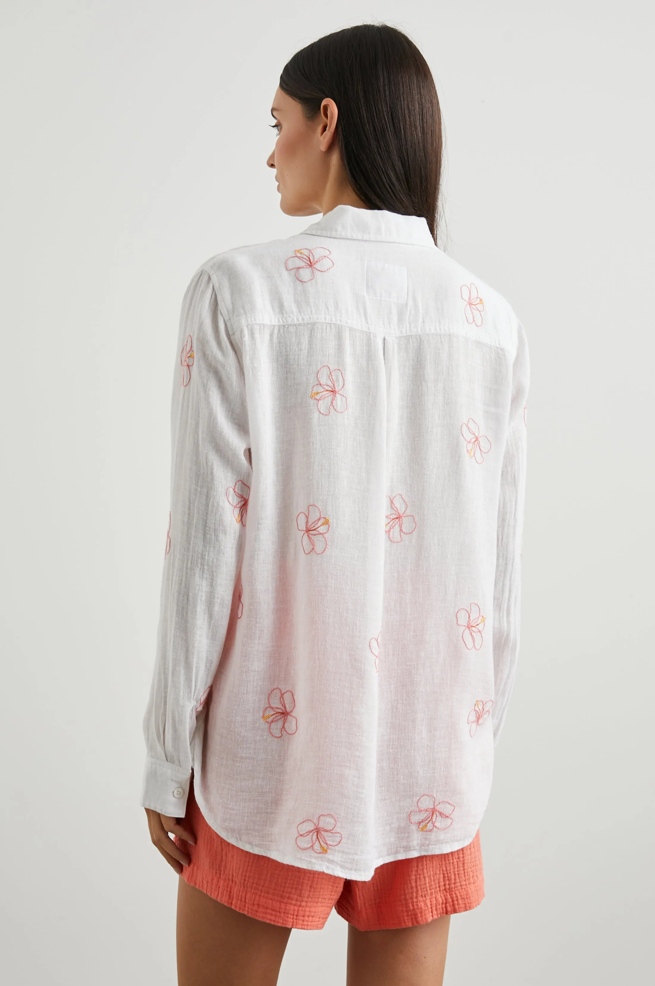 CHARLI SHIRT - HIBISCUS EMBROIDERY
