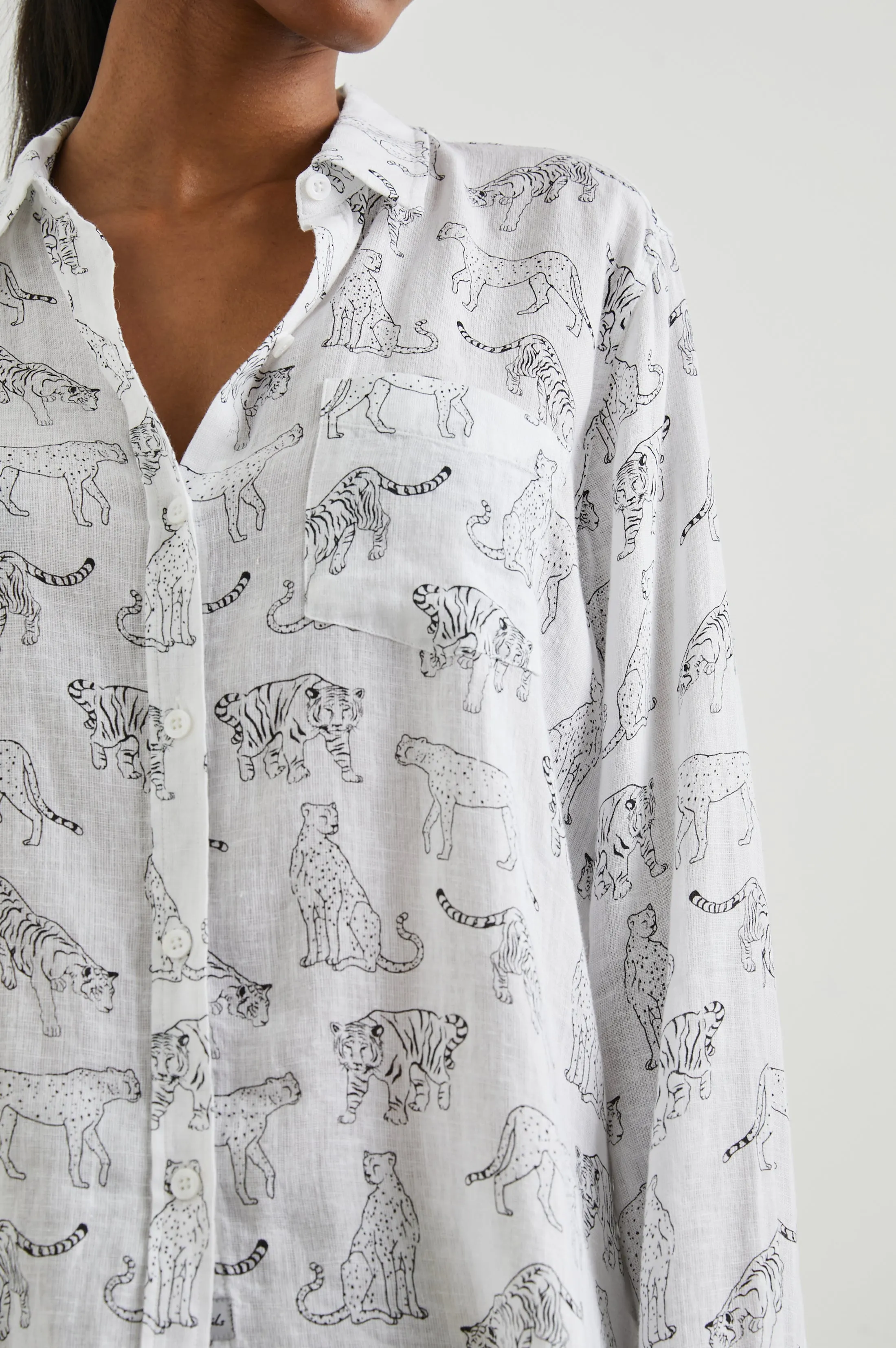 CHARLI SHIRT - IVORY JUNGLE CATS