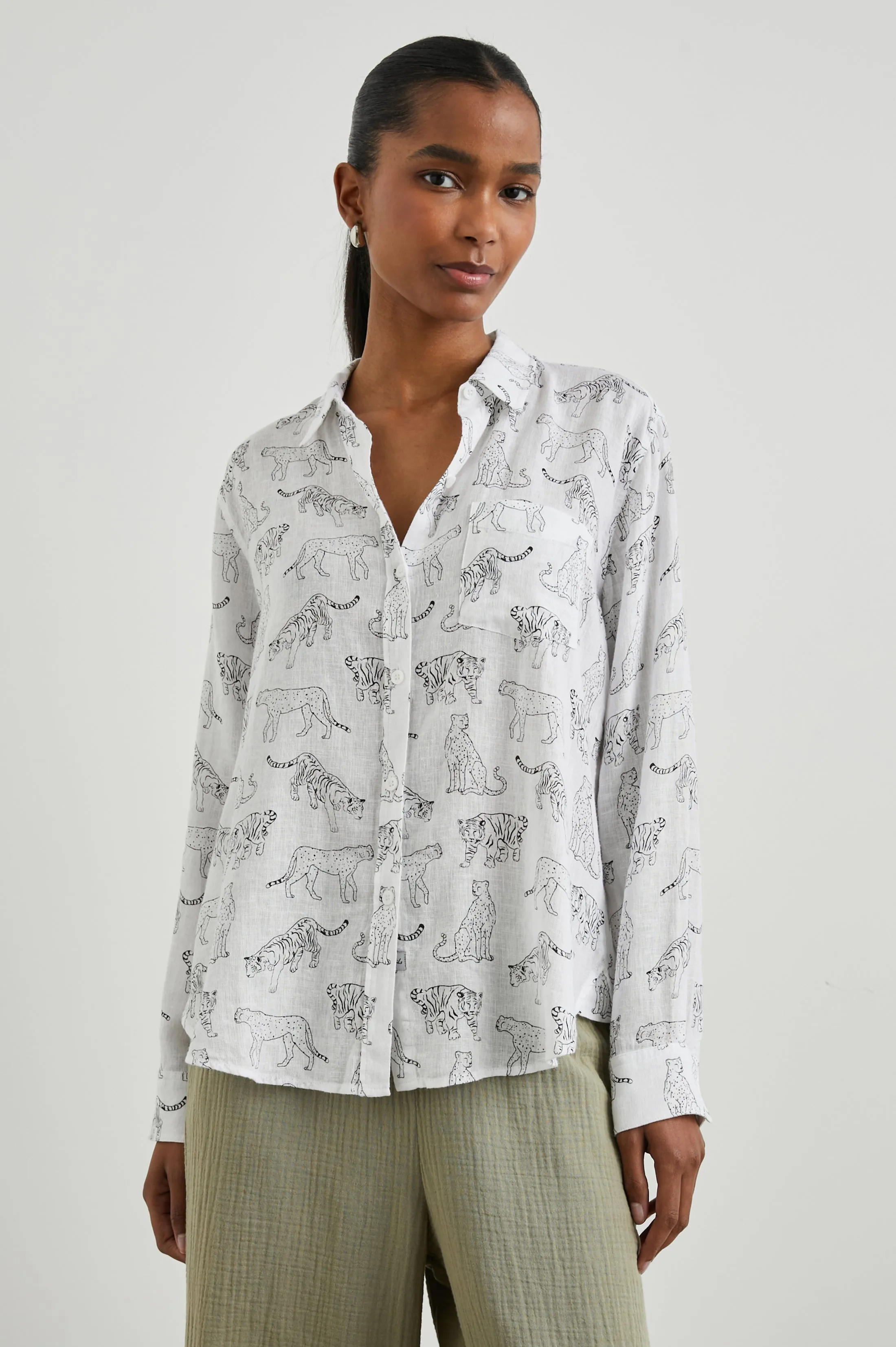 CHARLI SHIRT - IVORY JUNGLE CATS