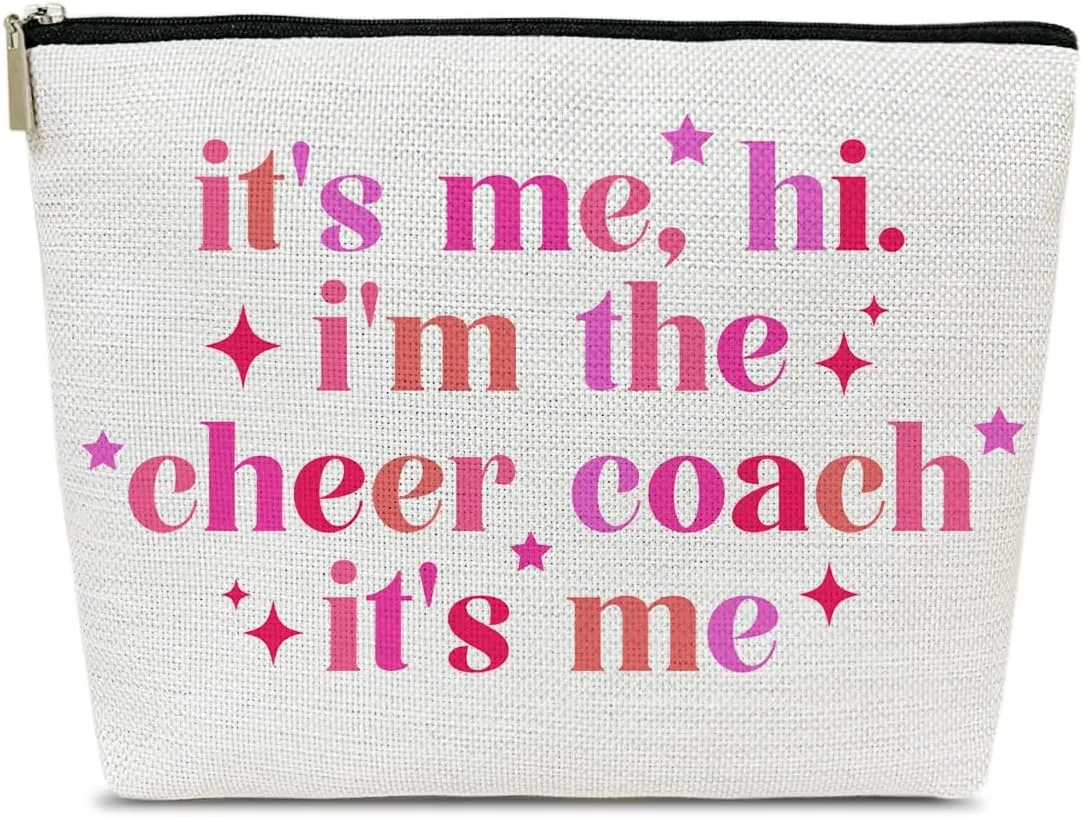 Cheer Coach Makeup Bag, Cosmetic Bag Travel Accessories, Cheerleading Appreciation Retirement Birthday Gifts For Women Teammates Team Coach Teacher Survival Kit