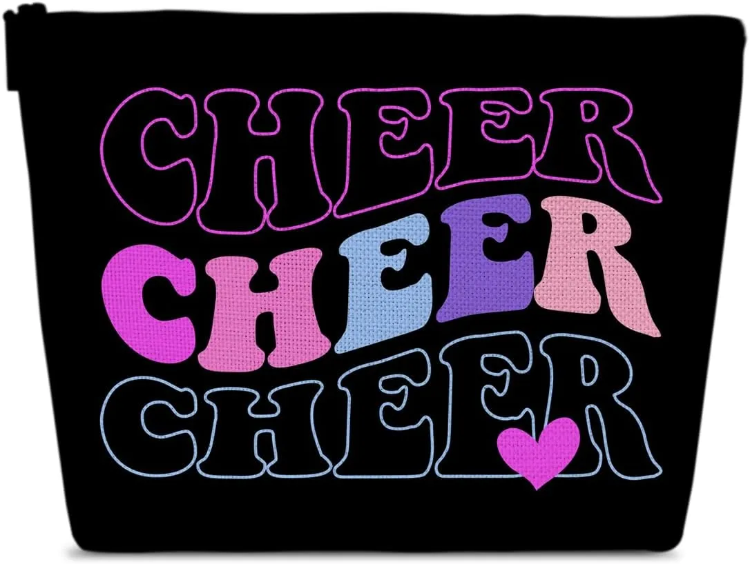 Cheer Makeup Bag, Cheerleaders Gifts Cosmetic Bags, Cheer Gifts For Team Party Favors, Travel Pouch For Teen Girls Women, Teammates Accessories