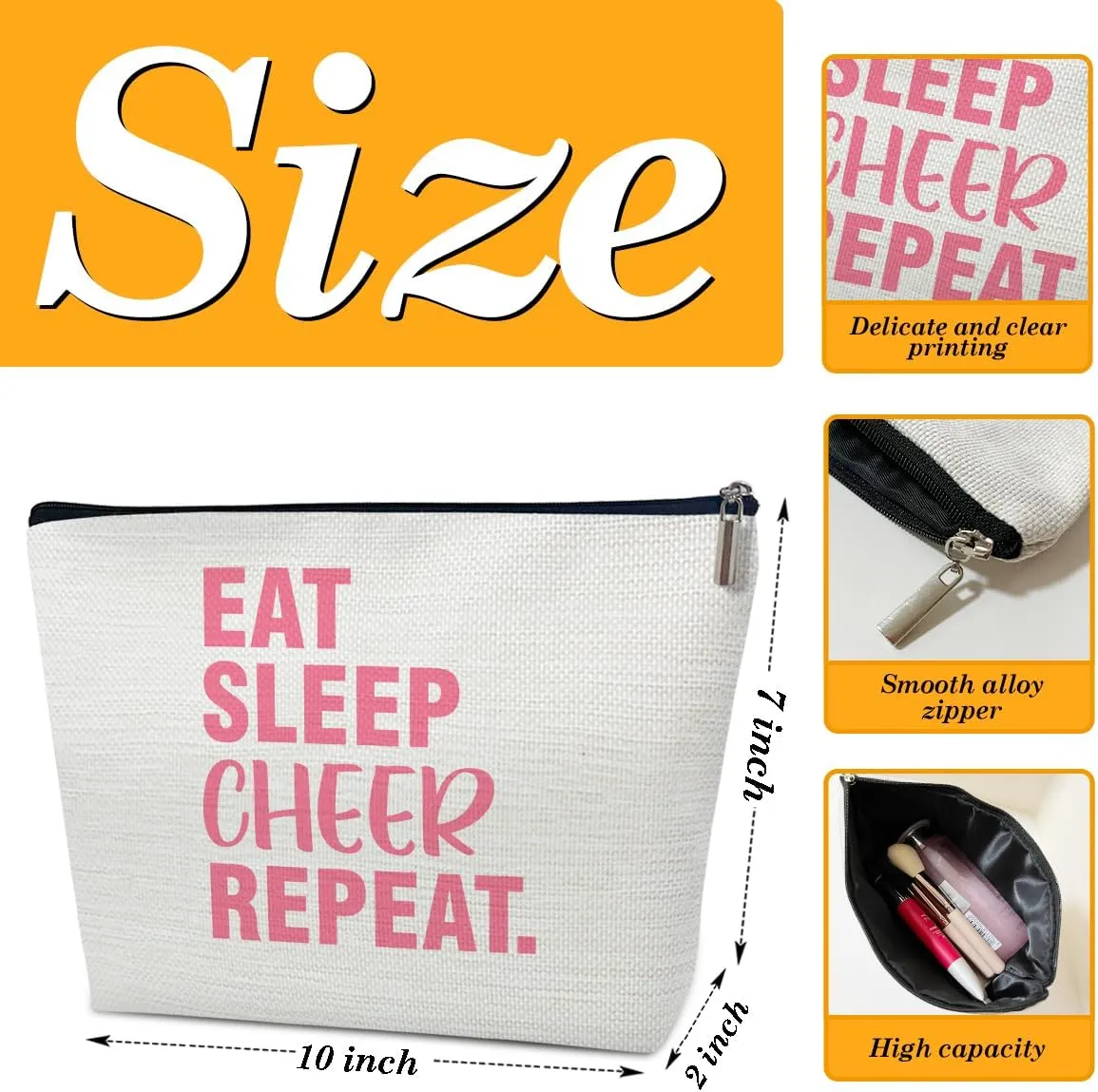 Cheer Makeup Bag, Cosmetic Cheerleading Bags For Cheerleaders, Team Party Favors, Travel Pouch For Teen Girls Women, Teammates Accessories
